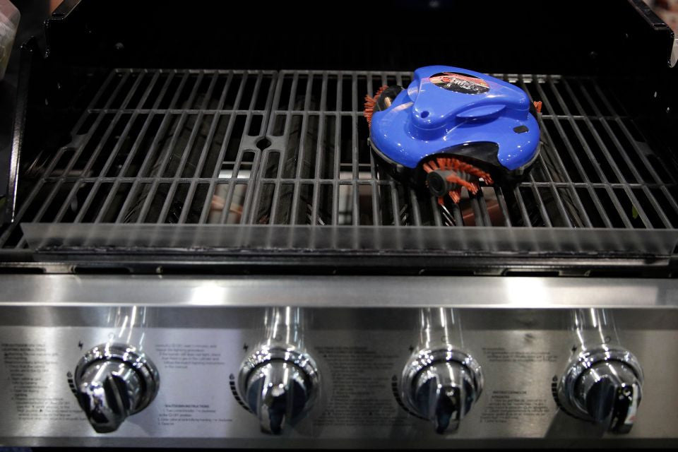 Blue Grillbot on a Grill