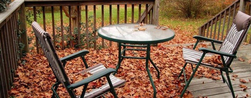 Table and Chairs Outside During the Fall
