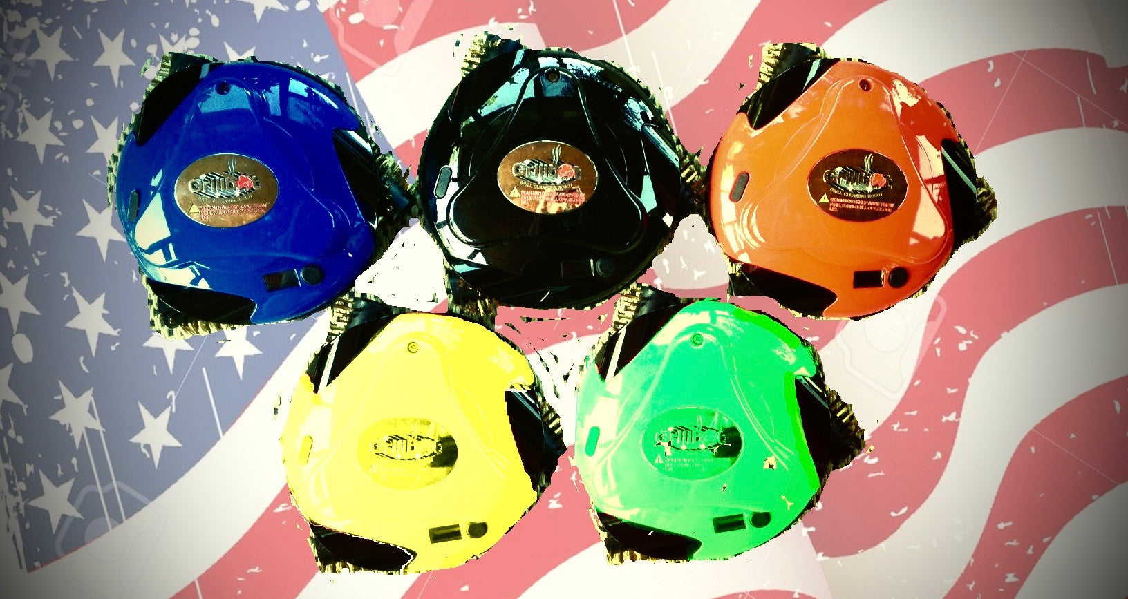 Every Color of Grillbot Over American Flag