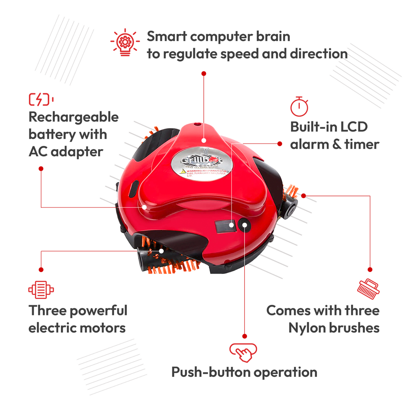 Grillbot Red Automatic Grill Cleaning Robot Grilling Gifts for Men