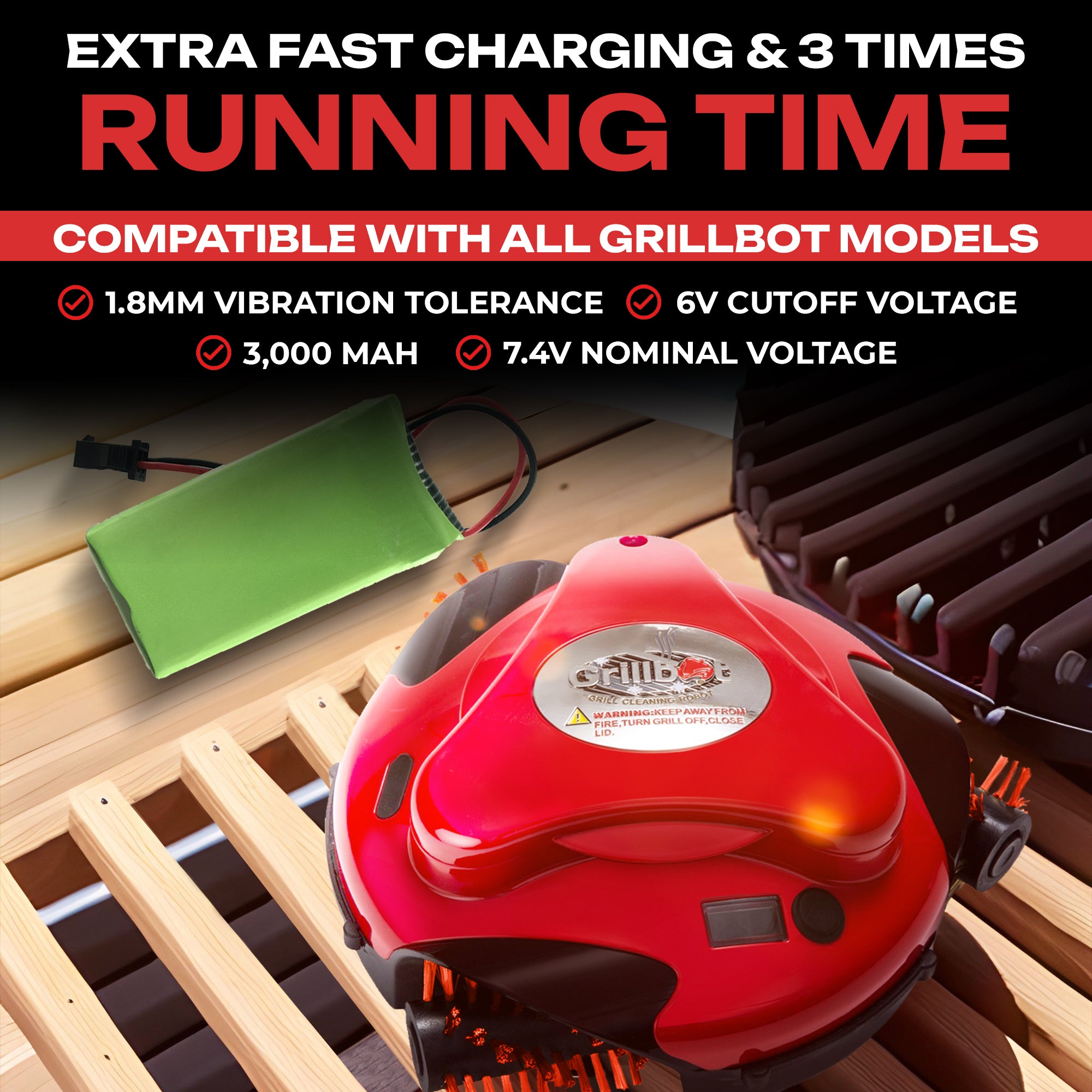 New Grillbot Lithium Rechargeable Battery 3.0